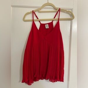 Paper Crane Red Pleated Tank Top